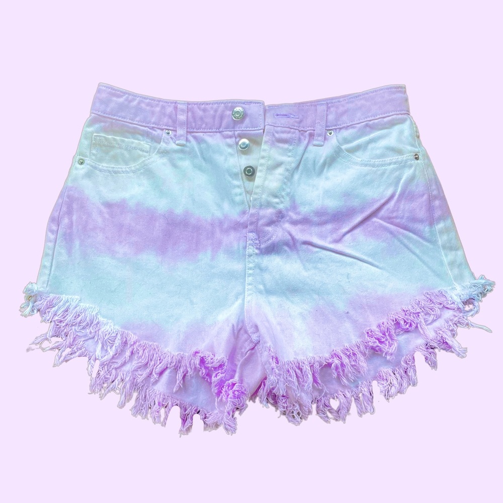 White and lavender frayed shorts size 6